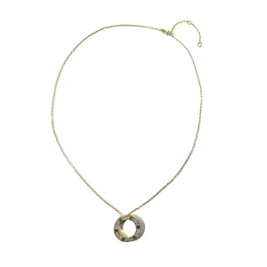 Gold cubic zirconia circle pendant necklace, ipanda