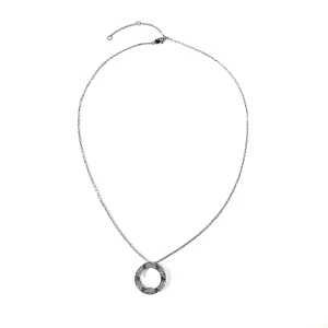Silver cubic zirconia circle pendant necklace, ipanda