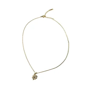 Gold crystal clover pendant necklace, ipanda