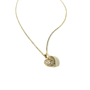 Gold initial heart pendant necklace, ipanda
